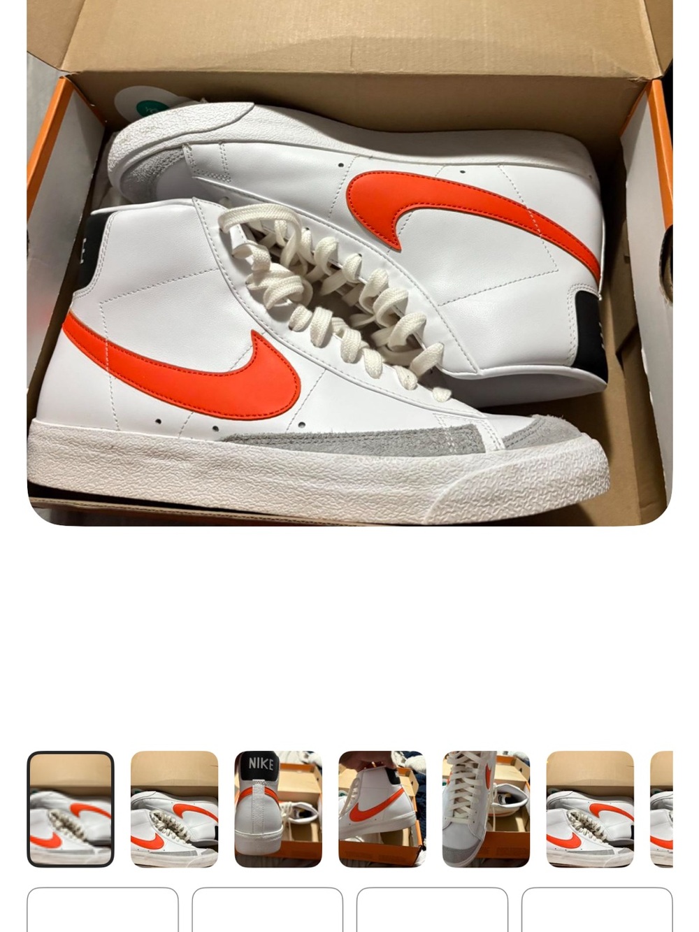 Nike Men’s High-Top Sneakers White with Orange Swoosh